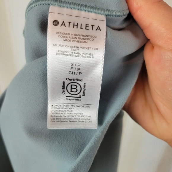 Athleta Salutation Stash Pocket 2 7/8 Tights Leggings Seafoam Green Size Small - Picture 4 of 13